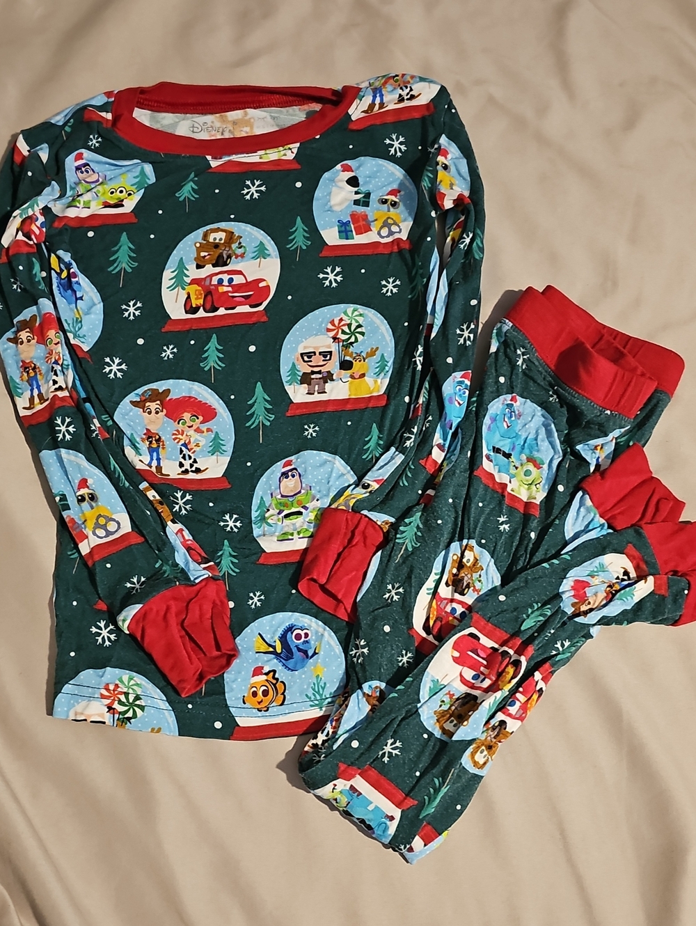 Little Sleepies Disney Pixar Christmas Pjs Size 4t Good Condition